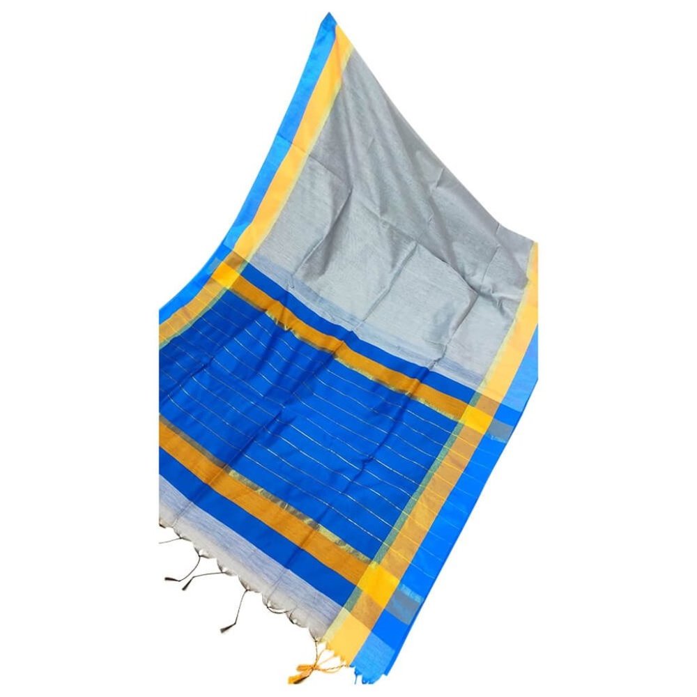 Cotton Silk saree in Vibrant color - Steel Gray